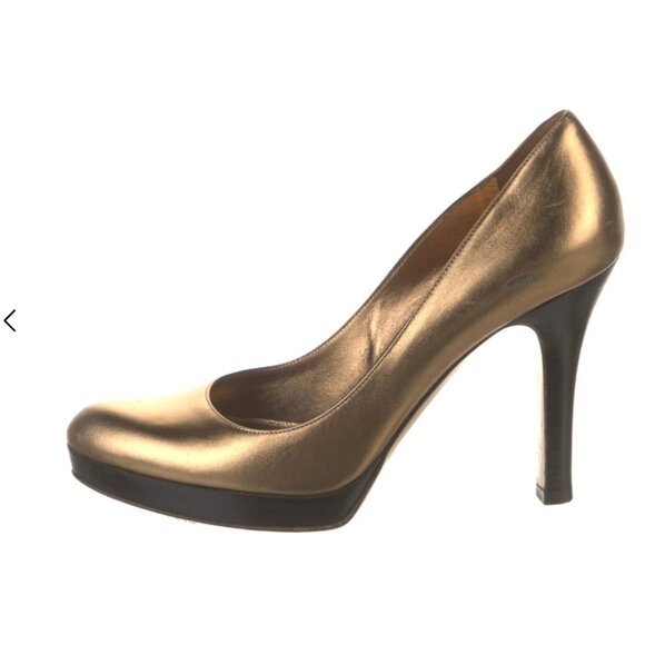 Gucci Vintage Women's Bronze Heels - Picture 1 of 11